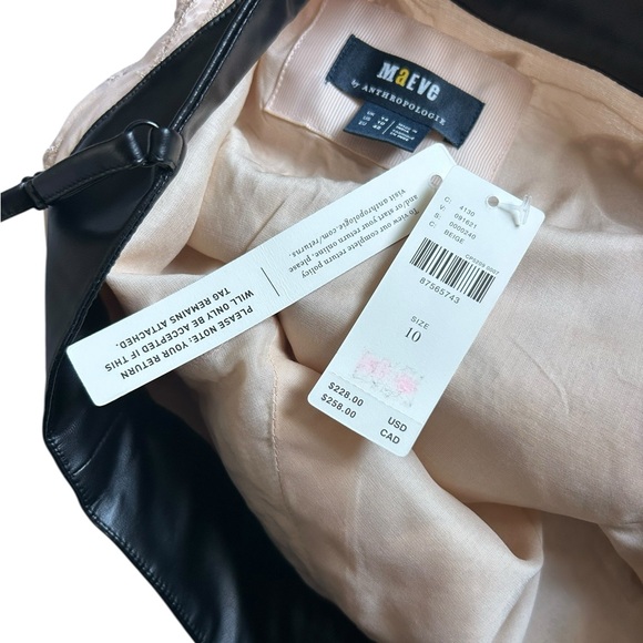 Anthropologie Square Neck Lace Mini Dress Black and Cream NWT Size 10 - Picture 8 of 10